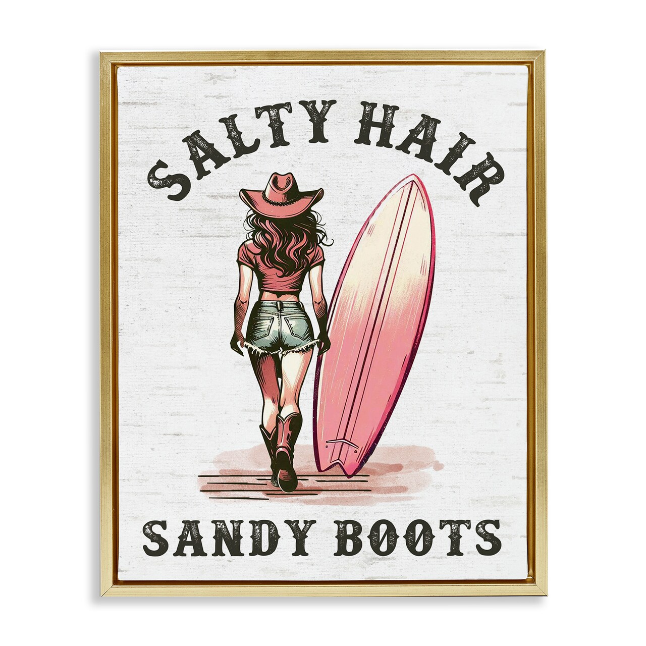 Stupell Industries Salty Hair & Sandy Boots Floater Framed Canvas Wall Art Design by Lettered and Lined